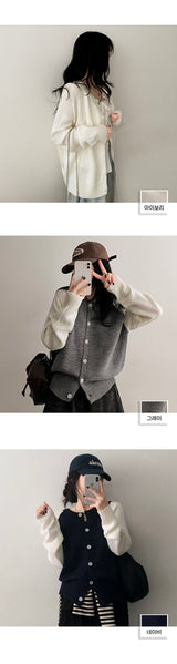 Dub Color Raglan Knit Cardigan