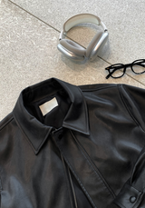 Rib Leather Blouson Jumper / 2 colors