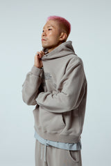 Street league artwork damage washing over-crop fit hoodie (Ash grey)