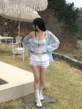 ジェリーレイヤードリブノースリーブトップ