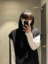 Over hood knit vest