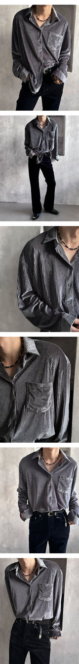 [F/W] Velvet stripe shirts(2color)