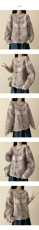 Snowflake tteokbokki button knit cardigan