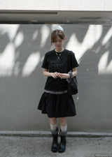 Bow Tiered Skirt - water resistant (black)