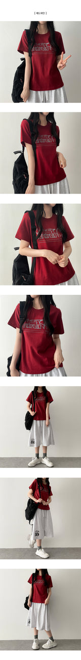 lentie lettering short-sleeved T-shirt