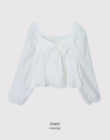 #Fairy Ribbon Puff Long Sleeve Blouse (4color)