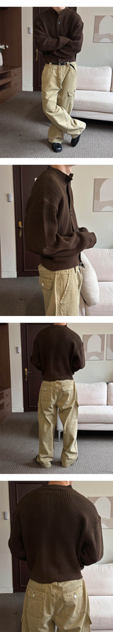 [Unisex] クロップハジニットカーディガン(4color)