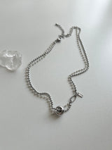 um Pearl Stainless Steel Two Lines Hip Bold Ball Layered Short Choker Wedding Necklace