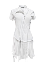  CURVED ZIP-UP SHIRT WITH LAYER . WHITE