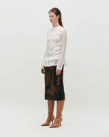 Embroidered Graphic Jersey Skirt _ BROWN