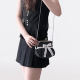 Medium black dots vintage bow frame bag (handmade bag)