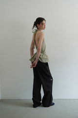 Gingham halter blouse_khaki