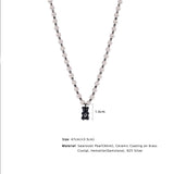 Petit Bear Grey Pearl Hematite Necklace_Black