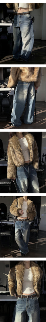 [Unisex] Curved wide denim pants(2color)