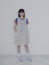ボタンダブルスリーブT (ブルー)
