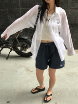 NUVIA LOOSE-FIT SEE THROUGH SHIRT (2color)