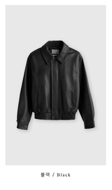 Rib Leather Blouson Jumper / 2 colors