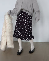 Dot Polka Dot Back Banding Midi Skirt