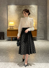 Loet Pintuck Pearl Sheer Lace Blouse