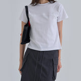 [Contoi] ラウンドカットラインショートスリーブTシャツ - 6カラー