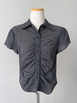 Check Shirred Short Sleeve Blouse