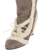 Asym Shearling Wedge Boot / Stone Brown