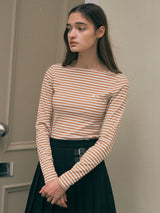 STRIPE LONG SLEEVE T-SHIRT WH+BE