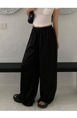Embo bead wide banding casual pants