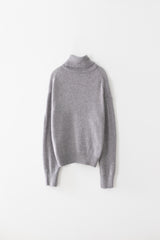 Kid mohair turtle neck knit (Grey)