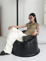 Horsher rustling nylon pintuck two-way cargo pants