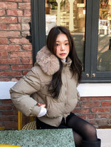 #Winter 2WAY Fur Hood Crop Padding (3color)