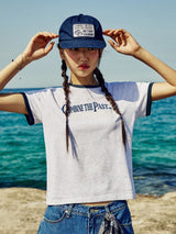 (W) ベルベットレタリングリンガーTシャツ