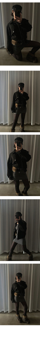 WOLF FUR SHORT BOOTS (BROWN, BALCK 2COLORS!)