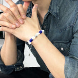 [natural] santorini lapis & pearl bracelet