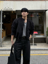 Slub strip denim pants