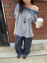 26SS★ [BAONHAUS] モートレンストライプリネンバンドパンツ