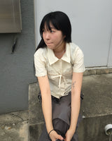Ribbon shirring t-shirt