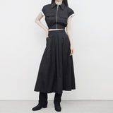 Aperi shirt pocket zip-up + skirt set