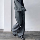 Retro-Tone Cropped Jacket & Wide-Legs