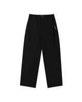 Metal Label Wide Trouser Pants - Black