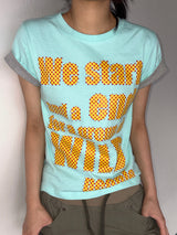 Color Contrast Dart Print Semi-Cropped T-Shirt 5color
