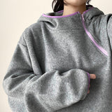  Faure diagonal zipper color scheme line overfit fleece hood
