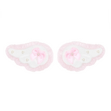fluffy hair clip-pearl ribbon angel(white) 