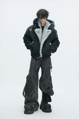 Faux Fur Pattern Puffer Jacket