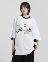 カラーブロックラグランオーバーTシャツ