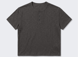 スラブヘンリーネッククロップTシャツ チャコール
