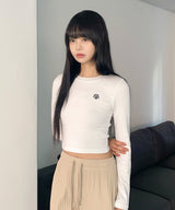 スリム フィット クロップ ロングスリーブ ティーシャツ [フォーカラー]