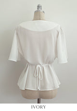 Jed-in Drape Chiffon Peplum Blouse