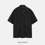 ハワイアンパンチングシースルーショートスリーブシャツ 3COLOR