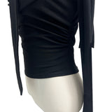Tie shirring spandex drape long sleeve t-shirt (3 colors)